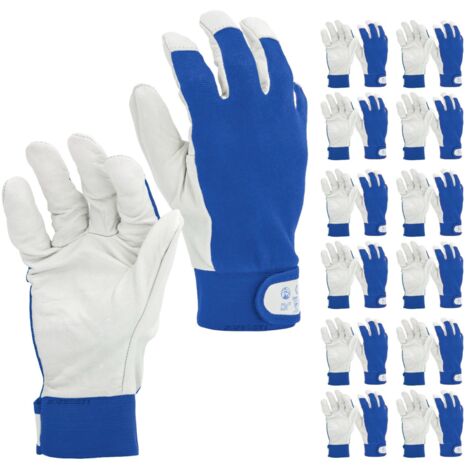 STI Guanti da lavoro in Pelle di Vitello e Cotone antinfortunistica meccanica giardino 10 XL ( Pacco da 12pz )
