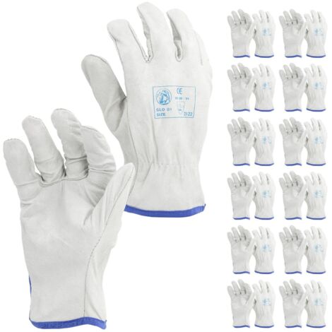STI Guanti in Pelle Bianco Orlato alta qualità lavoro antinfortunistica 10 XL ( Pacco da 12pz )