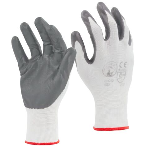 STI Guanti da lavoro Spalmati in Nitrile Bianco Grigio 11 XXL 1 Paio
