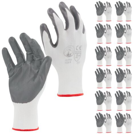 STI Guanti da lavoro Spalmati in Nitrile Bianco Grigio 8 M ( Pacco da 12pz )
