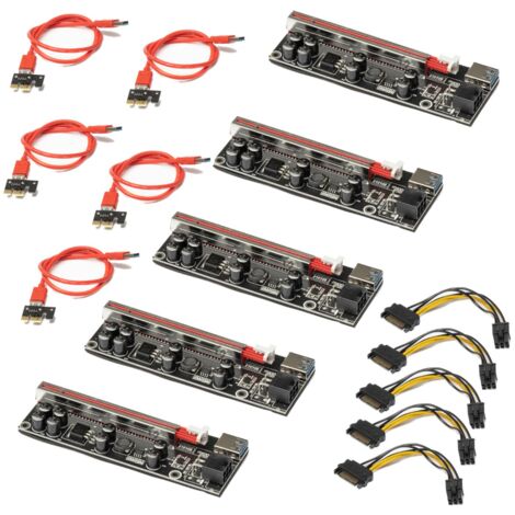 STI 5 x Riser USB Kit completo scheda potenziata metallo mining gpu