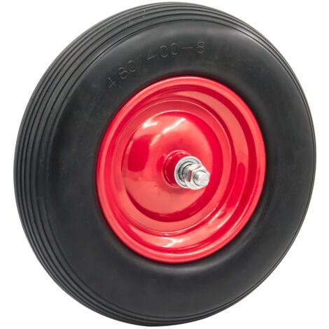 STI Ruota 4.8/4.00-8 Ø 390mm Gomma Piena Antiforatura per Carriola compreso asse 150mm x 20mm