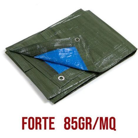 TELO OCCHIELLATO 85 gr VERDE BLU IMPERMEABILE COPRITUTTO MULTIUSO MISURA 4x5mt STI