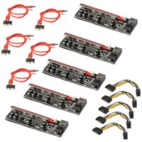 STI 5 x Riser USB Kit completo scheda potenziata metallo mining gpu