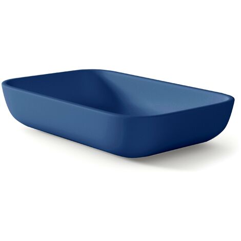Lavabo Sobre Encimera Baño Resina Mineral Recubierta de Poliuretano Acrílico Lavabo Baño para Encimera 51x33cm Blue Space