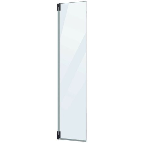 Extended Puerta de Ducha Abatible de 35cm para Completar Fijo de Ducha Negro 35cm x 195cm Transparente Color Perfilería Negro Mate