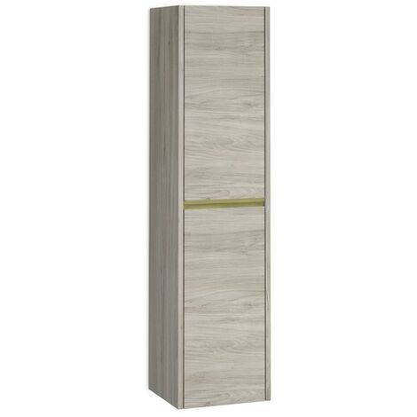 Columna Baño Suspendida 1 Puerta 140 x 34,9 x 32,2cm Pino gris Tirador Oro