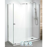 Mampara Ducha Rectangular Frontal Corredera 1 Puerta 1 Fijo Cristal Templado 8mm Transparente Altura 200cm Perfil Cromo Brillo 185 cm (Adaptable 182-187cm) X 90 cm