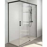 Mampara Ducha Rectangular Corredera Acceso Frontal Vidrio Templado 6mm Antical Transparente Perfil Negro Mate 200 (Adaptable 195,1-200cm) X 70