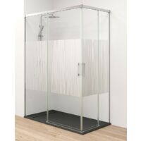 Mampara Ducha Rectangular Angular Corredera 2 Puertas 2 Fijos Cristal Templado 6mm Antical Transparente Perfil Negro Mate 95 cm (Adaptable 90-95cm) X 80cm