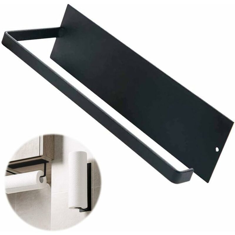 Kein Bohren Papierhandtuchhalter - Wandmontierter Papierhandtuchhalter für  Küche, Toilette, Badezimmer - für 1 Rolle - Schwarz