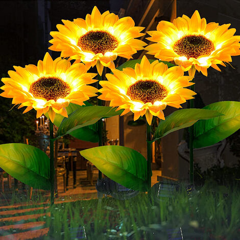 Außen beleuchtung LED Solar Sonnenblume Lampe Garten-Boden leuchte