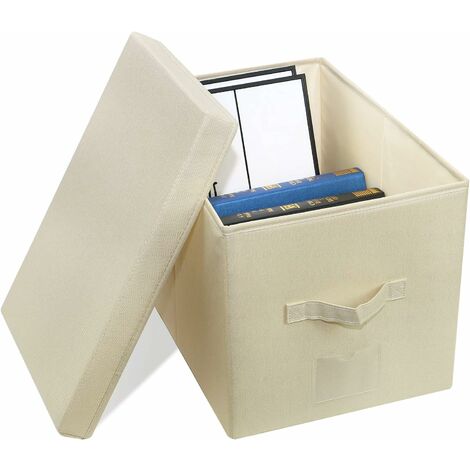 2er-Set Faltboxen mit starrem Deckel für A3-Dokumente und A4-Papier Beige