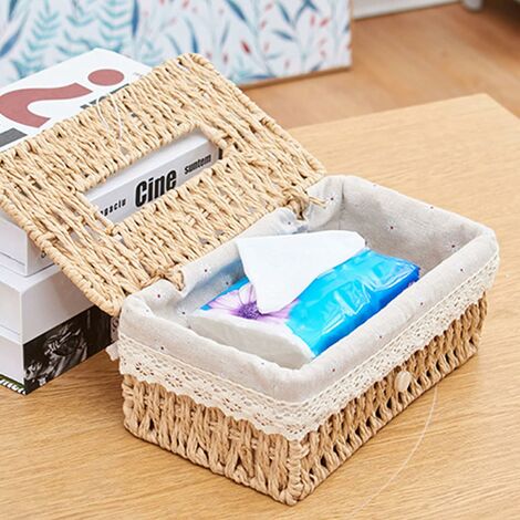 Taschentuchspender im nordischen Stil, handgefertigte Taschentuchbox aus  Bambusgewebe, Taschentuchbox für Zuhause, Hotel, Büro, Auto, Badezimmer