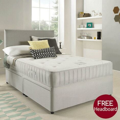 Suede Divan Bed With High Headboard - Brown Suede - No Drawer 3ft