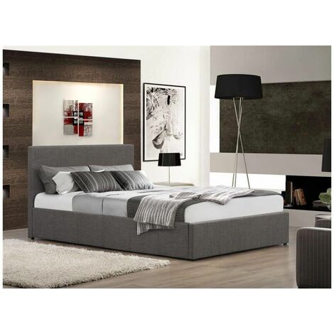 Modern Storage Ottoman Gas Lift Fabric Bed - Silver Velvet- No Mattress 5ft (1/3)
