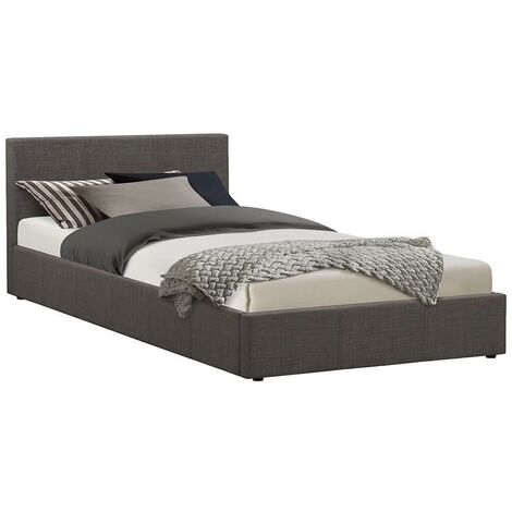 Modern Storage Ottoman Gas Lift Fabric Bed - Grey - No Mattress 3ft
