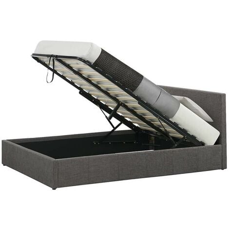 Modern Storage Ottoman Gas Lift Fabric Bed - Grey - No Mattress 3ft