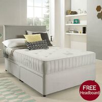 Suede Divan Bed With High Headboard - Brown Suede - 2 Drawers Same Side 5ft