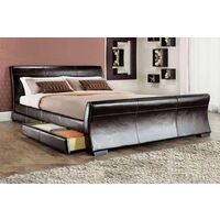 Othello Modern Storage Faux Leather Bed - Brown - No Mattress 4ft6
