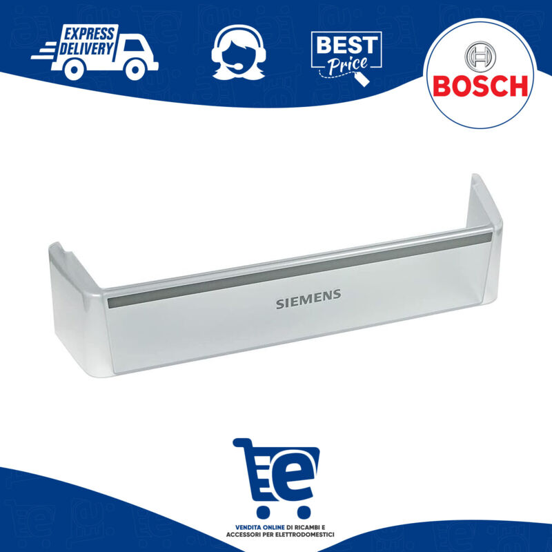 Ricambi Frigorifero Bosch Ricambio Bosch Siemens Mensola Balconcino Portabottiglie Per Siemens Neff Balay - 458x100x120 Mm, Compatibile Con Modelli 3KFE KDN KGE KGN KGV Frigorifero Bosch Mensola Frigorifero
