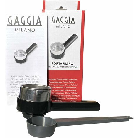 Gaggia Kit Portafiltro Crema Perfetta Pressurizzato Con Logo G, Capacità due Tazze, Con Pratico Misurino Incluso, per Gaggia Viva, Gran Gaggia, Gaggia Carezza Style e Macchine Manuali Saeco