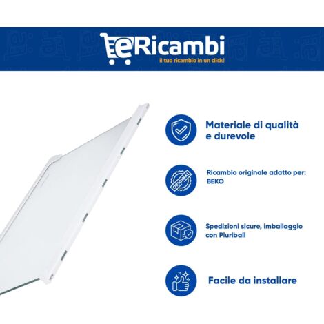 Sparefixd Ripiano In Vetro Per Frigo/Congelatore – 448×298 Mm – Bordi Plastici Rimovibili
