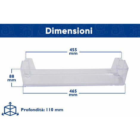VIOKS IGNIS 481010372115 - Vassoio Portabottiglie Per Frigorifero, 442x88 Mm, Ricambio Originale Per Porta Frigo (Compatibile Hotpoint Ariston Indesit) - 4