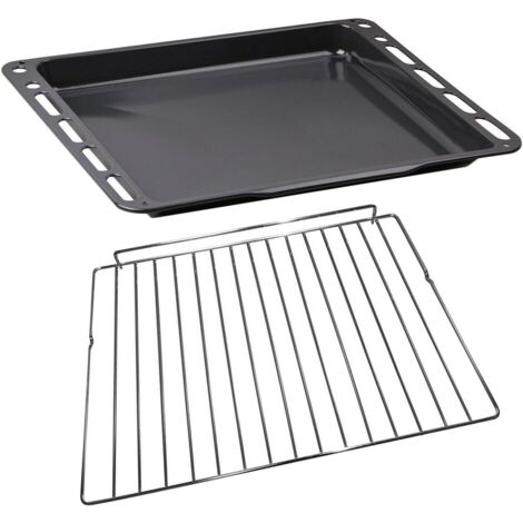 Kit Leccarda + Griglia per Forno Smeg, Dimensioni: 460x355 (mm) Ricambi Originali, Modelli Compatibili B6GVXI9 C7GMXI8 SF6388XP SC468X Nero