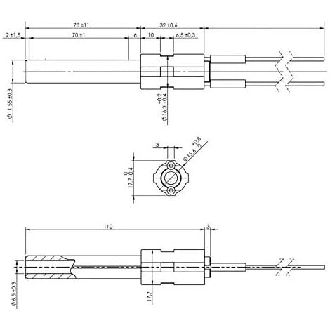 Ricambi Pellet Resistenza accensione per stufe a pellet in ceramica Ø  11,5mm, Lunghezza tot.113mm