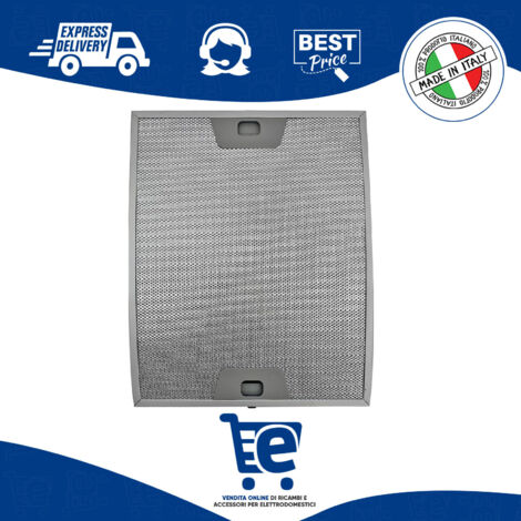 Filtro Metallico CURVO per Cappa Compatibile con Faber, Dimensioni 249x313 (mm), High Performance Filter, Pratica Maniglia di Sgancio a Innesti Rinforzati