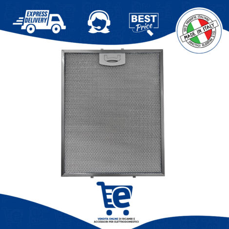 Filtro Metallico per Cappa Compatibile con Tecnowind Amica, Dimensioni 257x318 (mm), High Performance Filter, Pratica Maniglia di Sgancio a Innesti Rinforzati