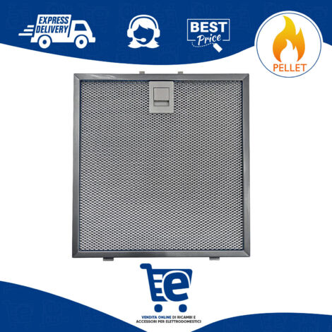 Filtro Metallico per Cappa Compatibile con Falmec, Dimensioni 235x245x8 (mm), High Performance Filter, Pratica Maniglia di Sgancio a Innesti Rinforzati