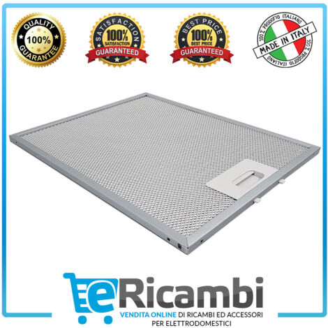 Filtro Metallico per Cappa Compatibile con Elica, Dimensioni 247x327 (mm), High Performance Filter, Pratica Maniglia di Sgancio a Innesti Rinforzati