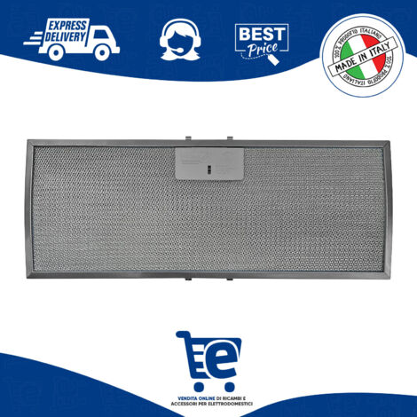 Filtro Metallico per Cappa Compatibile con Bosch Beko Smeg e altri Marchi, Dimensioni 449,5x172 (mm), High Performance Filter, Pratica Maniglia di Sgancio a Innesti Rinforzati
