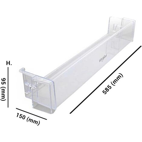 Balconcino Portabottiglie Adatto per Frigoriferi Whirlpool Ariston Indesit Hotpoint, Dimensioni 585x95x150 (mm) Trasparente, 481011102642, per Modelli SP40800 SP40802