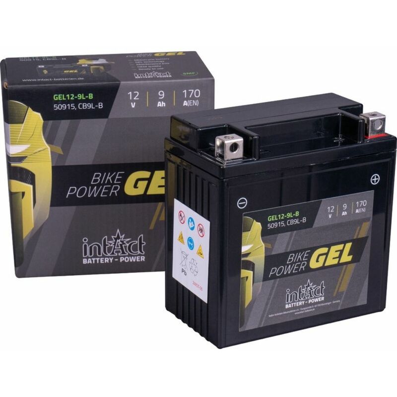 Intact Bike-Power GEL 12-9L-B 9Ah 12V Motorradbatterie CB9L-B DIN 50915  Batterie