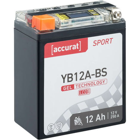 Motorrad Batterie mit Display 12V 12Ah GEL YB12A-BS YTZ12A-4 DIN 51021  YTZ12A-BS