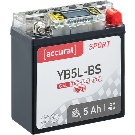 Motorrad Batterie mit Display 12V 5Ah GEL YB5L-BS Roller Akku Quad CB5L-B  50512