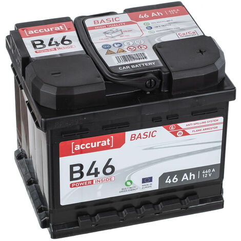 Accurat 12V 46Ah Autobatterie Starterbatterie Batterie KFZ statt 42Ah 44Ah  45Ah