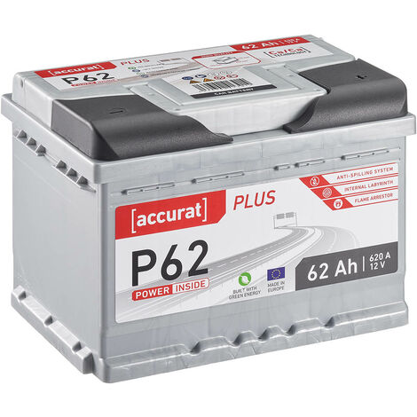 Accurat Plus Autobatterie 62Ah 12V Starterbatterie statt 60Ah 61Ah 63Ah  Batterie