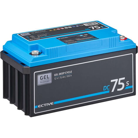 ECTIVE Deep Cycle Blei Gel Batterie 12V 75Ah mit Display Wohnmobil