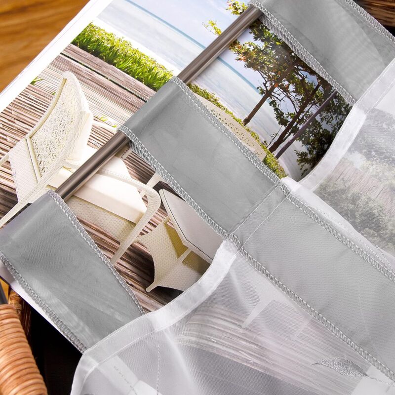Store Romain Brodé Transparent SIMPVALE - Voilage Décoratif Pour Fenêtre - Blanc, 100x120 Cm - Pour Chambre, Salon, Cuisine
