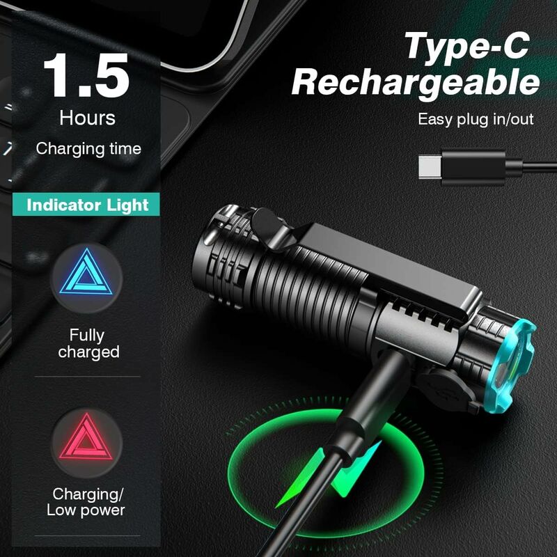 Lampe Torche LED Rechargeable Blukar - Mini, étanche, 3 Modes, Parfaite Pour Camping Ou Clés
