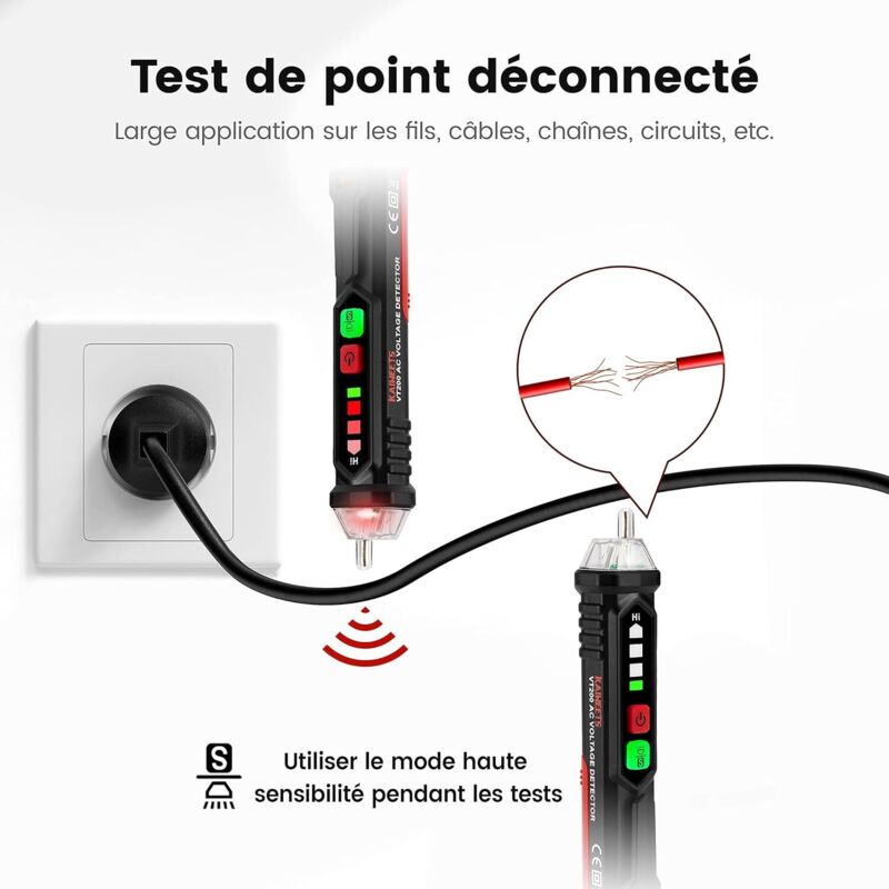 Détecteur De Tension BSIDE EBTN - Multimètre Sans Contact, écran LCD 3 Lignes, Sensibilité Réglable, Portable