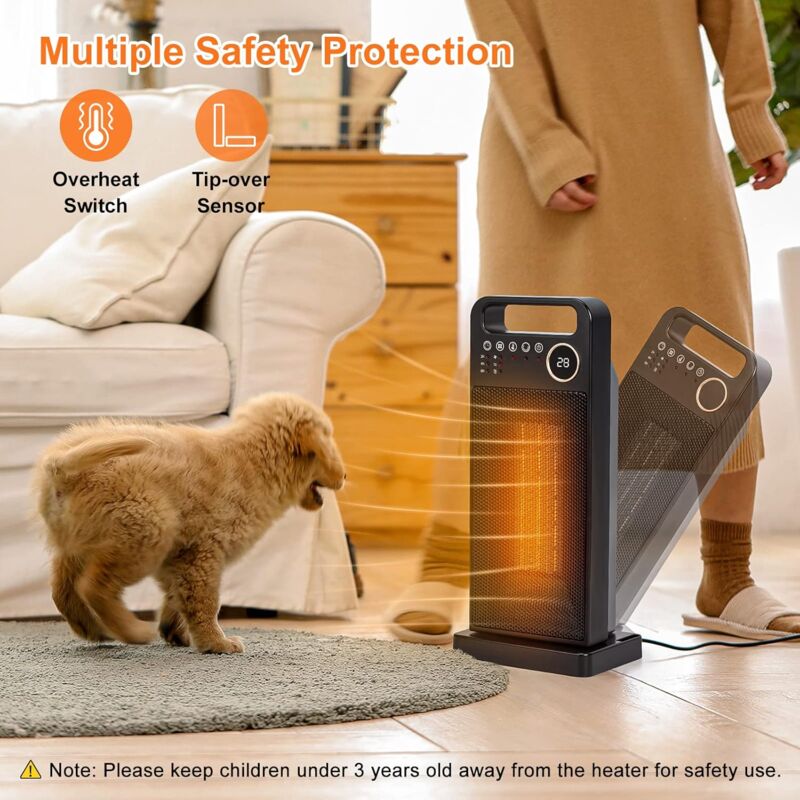Chauffage Céramique 2000W,PTC Radiateur Electrique Céramique,90