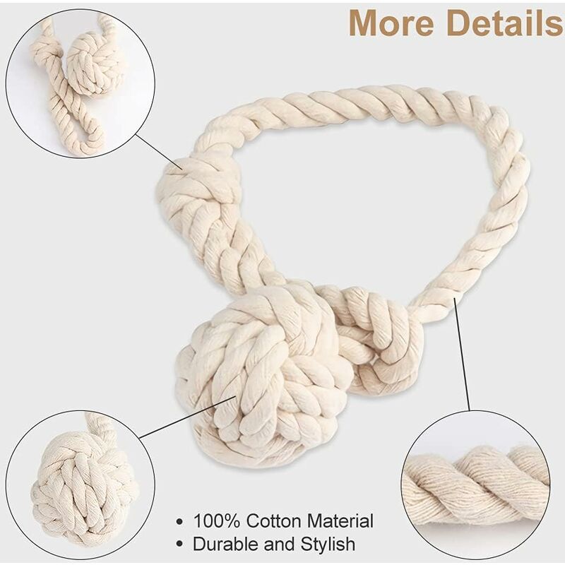 4 Embrasses Rideaux En Corde Tricotée Main - Beige - Pour Décoration Maison/Bureau