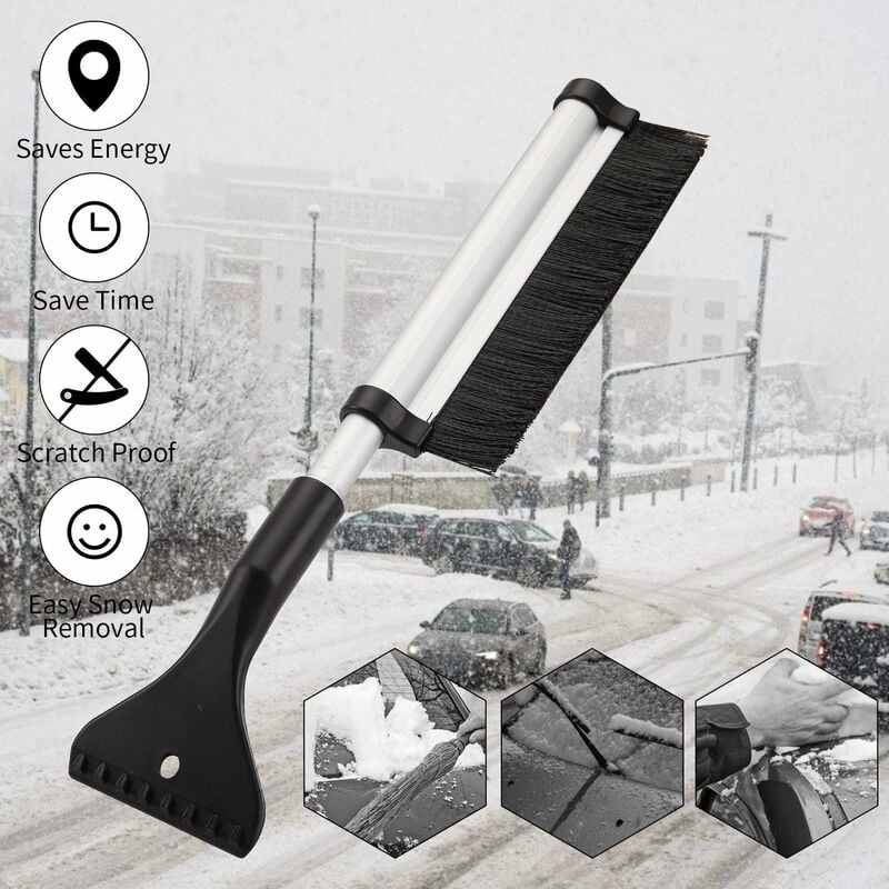 Brosse à neige télescopique pour voiture, brosse à neige en nylon