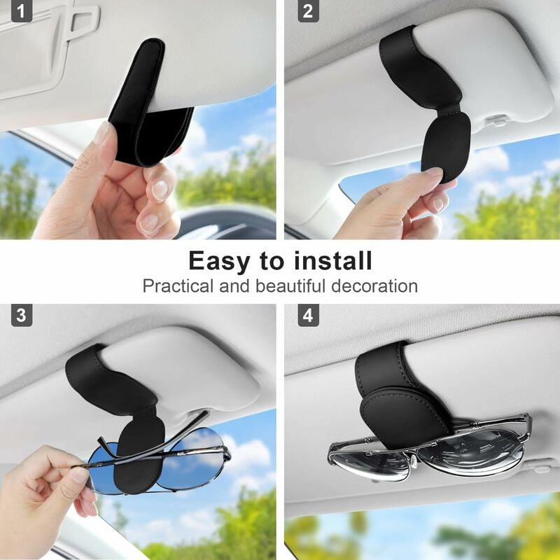 Porte-Lunettes Voiture En Cuir - 2 Pièces Universelles Pour Pare-Soleil