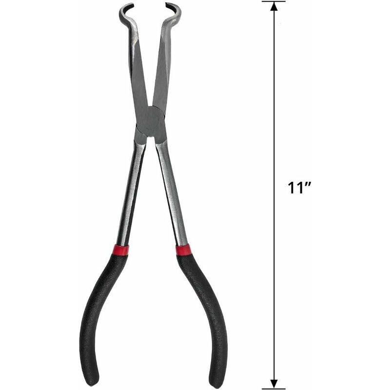Pince à Becs Longs QWORK - 280 Mm | Pointe Annulaire | Pour Bougies D'Allumage Et Espaces Étroits